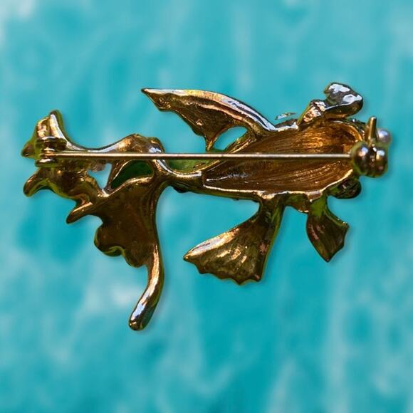 Lovely Vintage Angel Fish with Pink and Aqua Enamel Fins and Rhinestones… - Picture 5 of 5